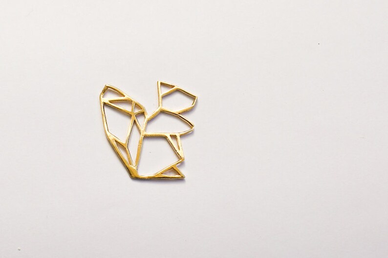 Origami Ardilla Collar Oro 18k Plateado Latón Colgante Collar Joyería Animal Boho Collar Collar De Ardilla Cortado Del Collar Oro Animal