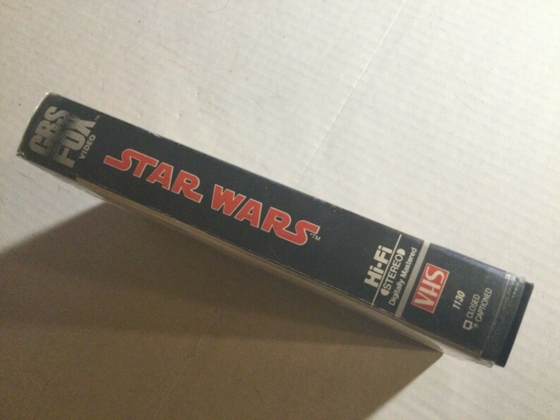 Vintage star wars cbs fox red label vhs tape 1130 hi-fi a new hope 1984 rental imagem 4