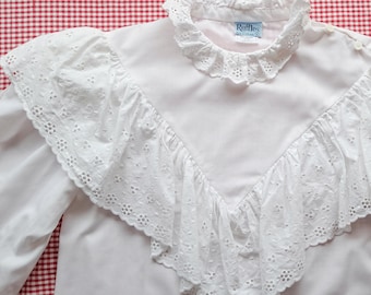Broderie Anglaise blouse met ruches