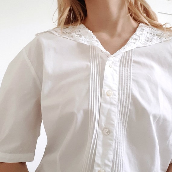 Laura Ashley White Puff Blouse