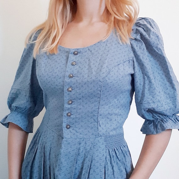 Blue Floral Austrian Dress