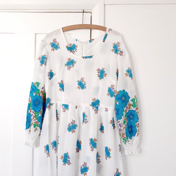Blue Floral Prairie Dress . Large