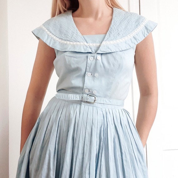Sky Blue Sailor Cotton Dress