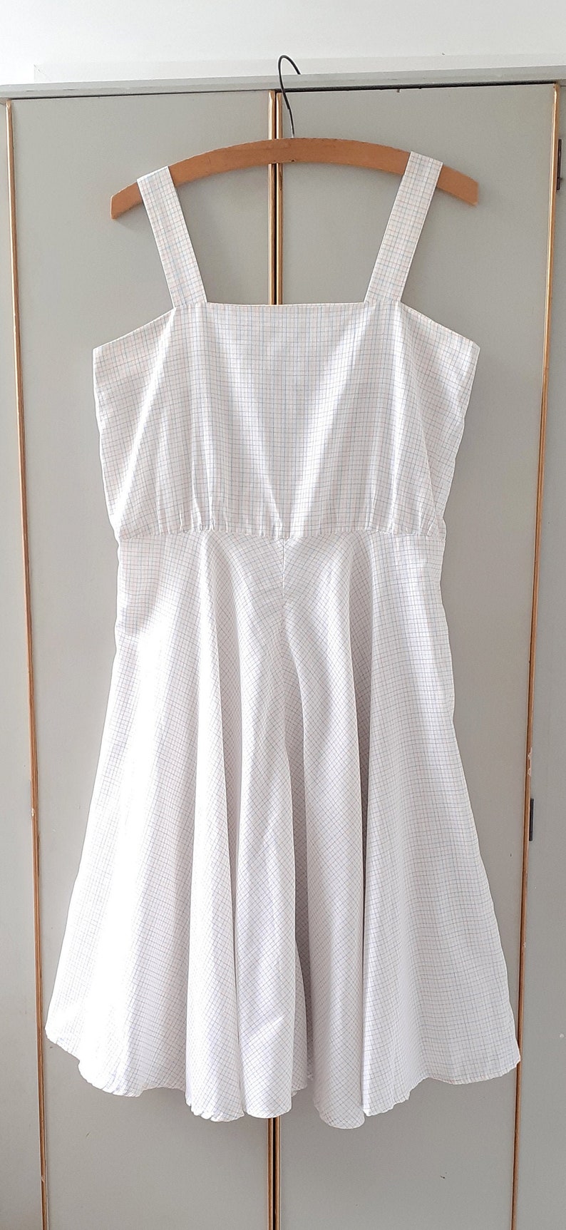 Simple Strappy 70s Check Dress