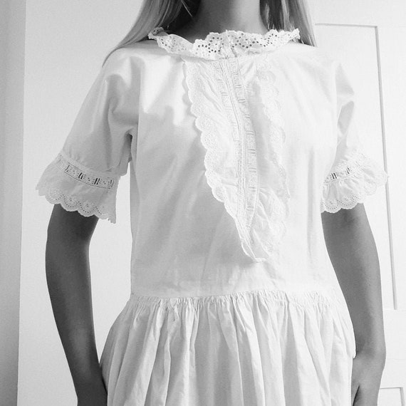 White Cotton Long Nightdress . Small