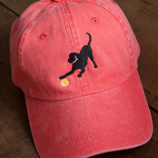 Embroidered Coral Labrador Hats w/ Black, Yellow and Chocolate Labs -Ball Caps for Women - Baseball Cap & Accessories - Hats for Men