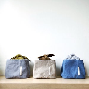 Super Handy Lace-Up Lunch Bag Denim Blue Heavyweight Washed Canvas image 2