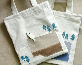 Summer hand-printed series | Milk Tea Apricot | Small pocket cloth book bag
