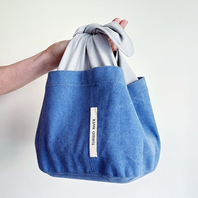 Super Handy Lace-Up Lunch Bag Denim Blue Heavyweight Washed Canvas image 5