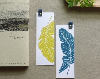 Book Leaf | Hand Printed | Thick Pound Bookmark |