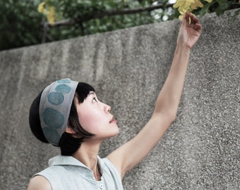 headband / Meteorite space gray asymmetric linen headband hand-printed