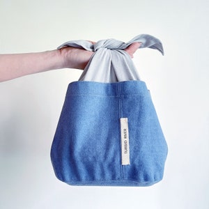 Super Handy Lace-Up Lunch Bag Denim Blue Heavyweight Washed Canvas image 4