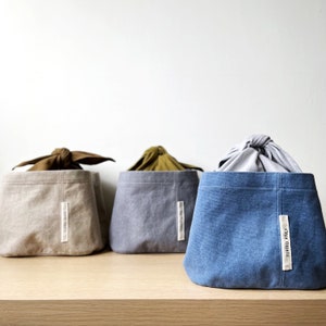 Super Handy Lace-Up Lunch Bag Denim Blue Heavyweight Washed Canvas image 1