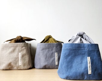 Super Handy Lace-Up Lunch Bag | Denim Blue | Heavyweight Washed Canvas