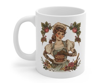 Coffee Mug: Victorian Pinup Baking Beauty - A Charming Vintage Tribute to Culinary Elegance, Tea Cup