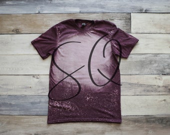 Gildan 64000 Bleached Mockup Heather Maroon
