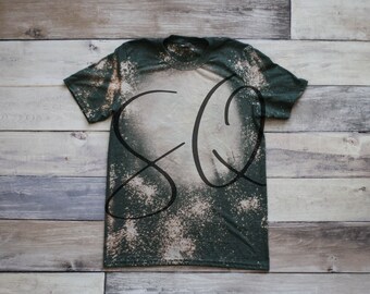Gildan 64000 Bleached Mockup Heather Forest