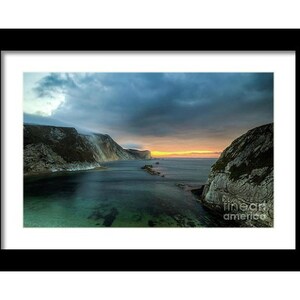 Man O/'War Beach Dorset Print SINGLE CANVAS WALL ART Picture Orange