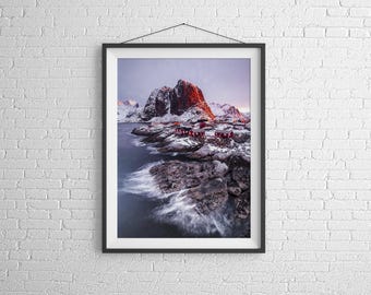 Hamnoy Lofoten Islands Print: Norway Mountain Photography, Home Decor