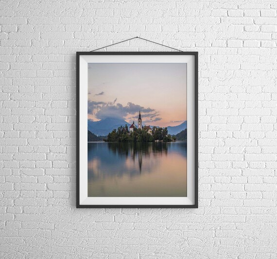 Lake Bled Photography Print: Chapel of St Maria, Alps Mountain Decor
