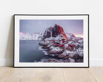 Lofoten Islands Print: Hamnoy Mountain Photography, Scandinavian Home Decor
