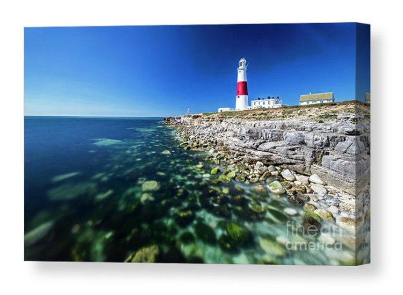 Dorset photography xmas christmas gifts architecture photos coastal fineart home decor Print Canvas of Portland Bill Lighthouse wall art