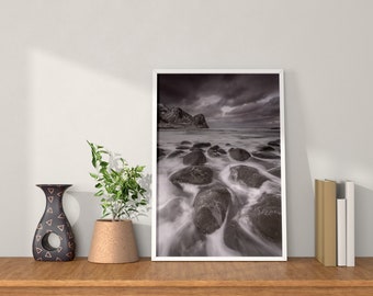 Strand kunst aan de muur | Prints van Unstad Bay en foto's van de Lofoten-eilanden - Woondecoratie Cadeaus Wanddecoratie Kerst Fotocadeaus Natuurfoto's