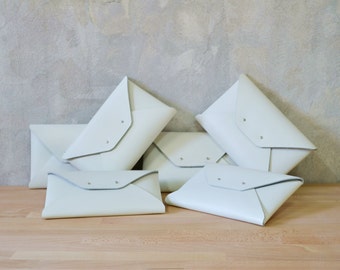 Bridesmaid gift set - White leather clutches