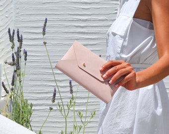 Light pink-nude leather clutch bag