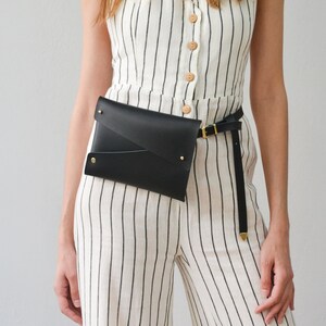 Black Leather Belt Bag Black Leather Fanny Pack Black Leather