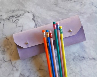 Purple leather pencil case