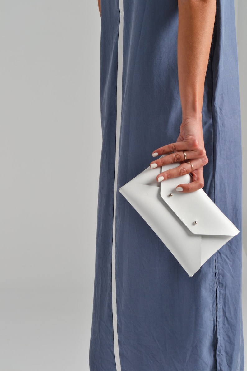 White leather clutch bag / Leather bag available with wrist strap / Genuine leather / Wedding clutch / Bridesmaids clutch / SMALL SIZE image 5