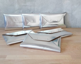 Bridesmaid gift set - Silver leather clutches