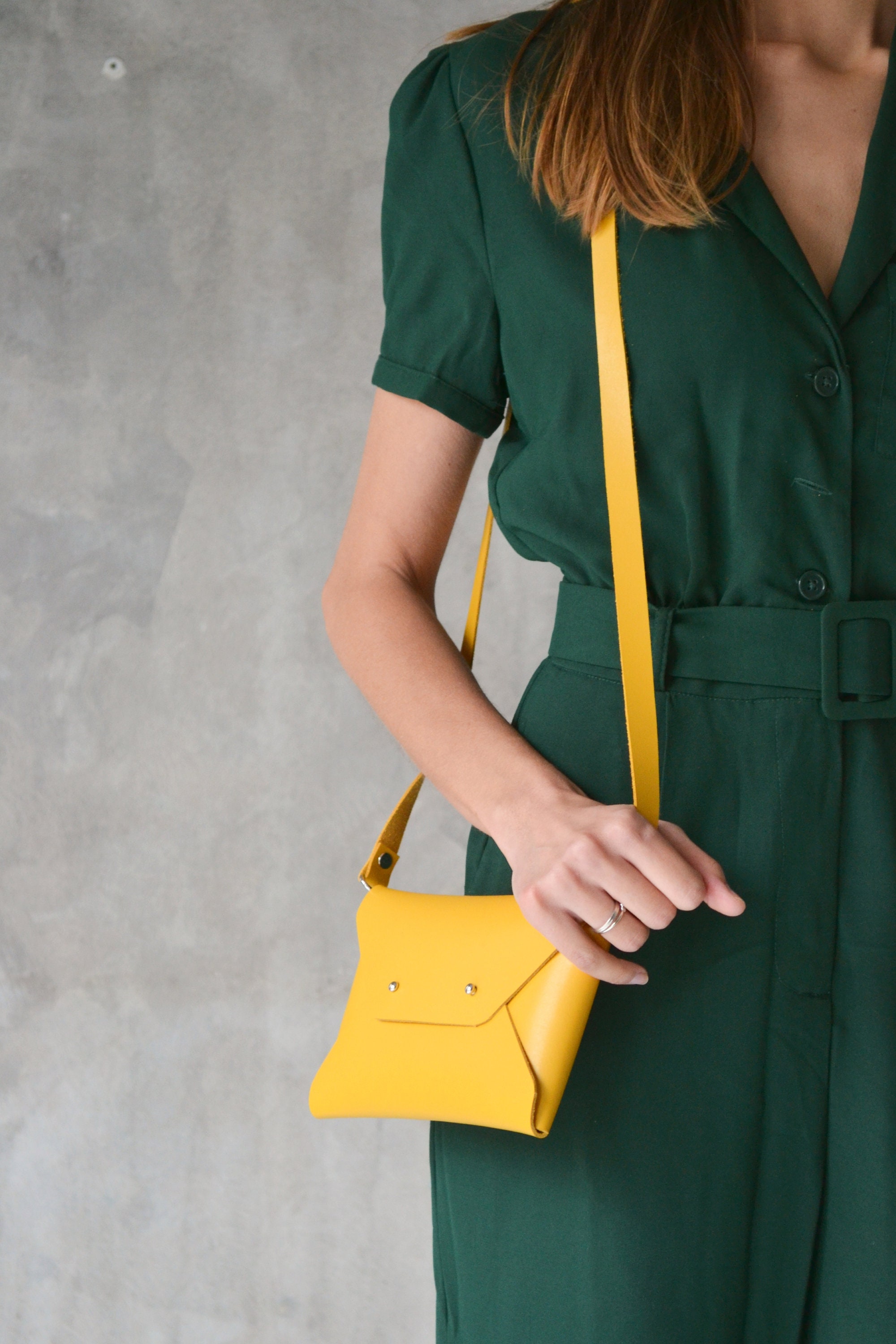 mustard yellow leather bag