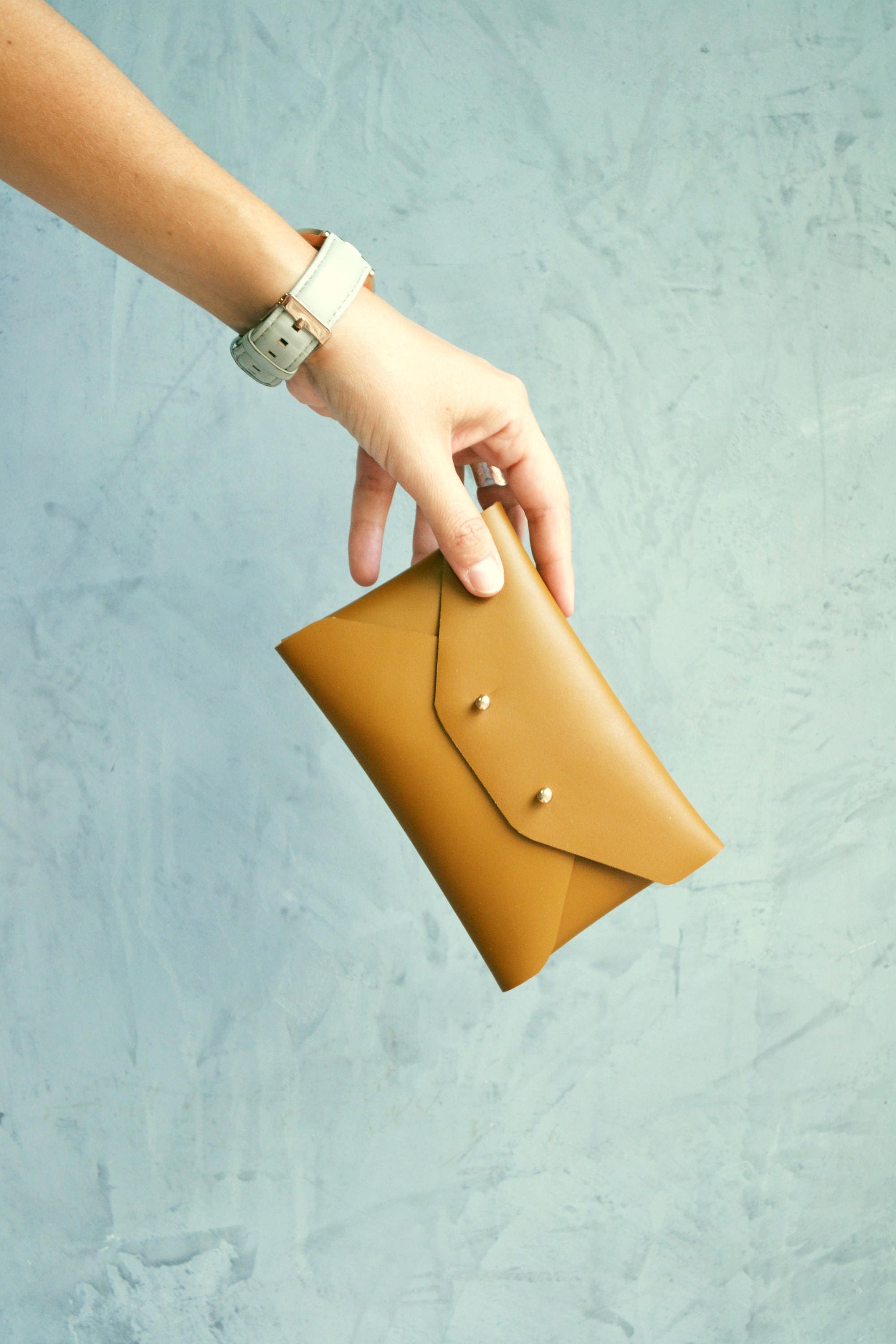 Mustard Suede Mini Clutch