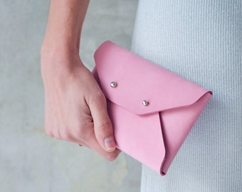 Hot pink leather mini clutch