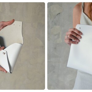 White leather clutch bag / Leather bag available with wrist strap / Genuine leather / Wedding clutch / Bridesmaids clutch / SMALL SIZE image 10