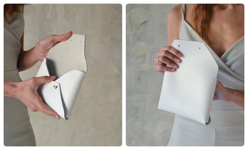 Pochette en cuir blanc / Sac en cuir disponible avec dragonne / Cuir véritable / Pochette de mariage / Pochette de demoiselle dhonneur / PETITE TAILLE image 10