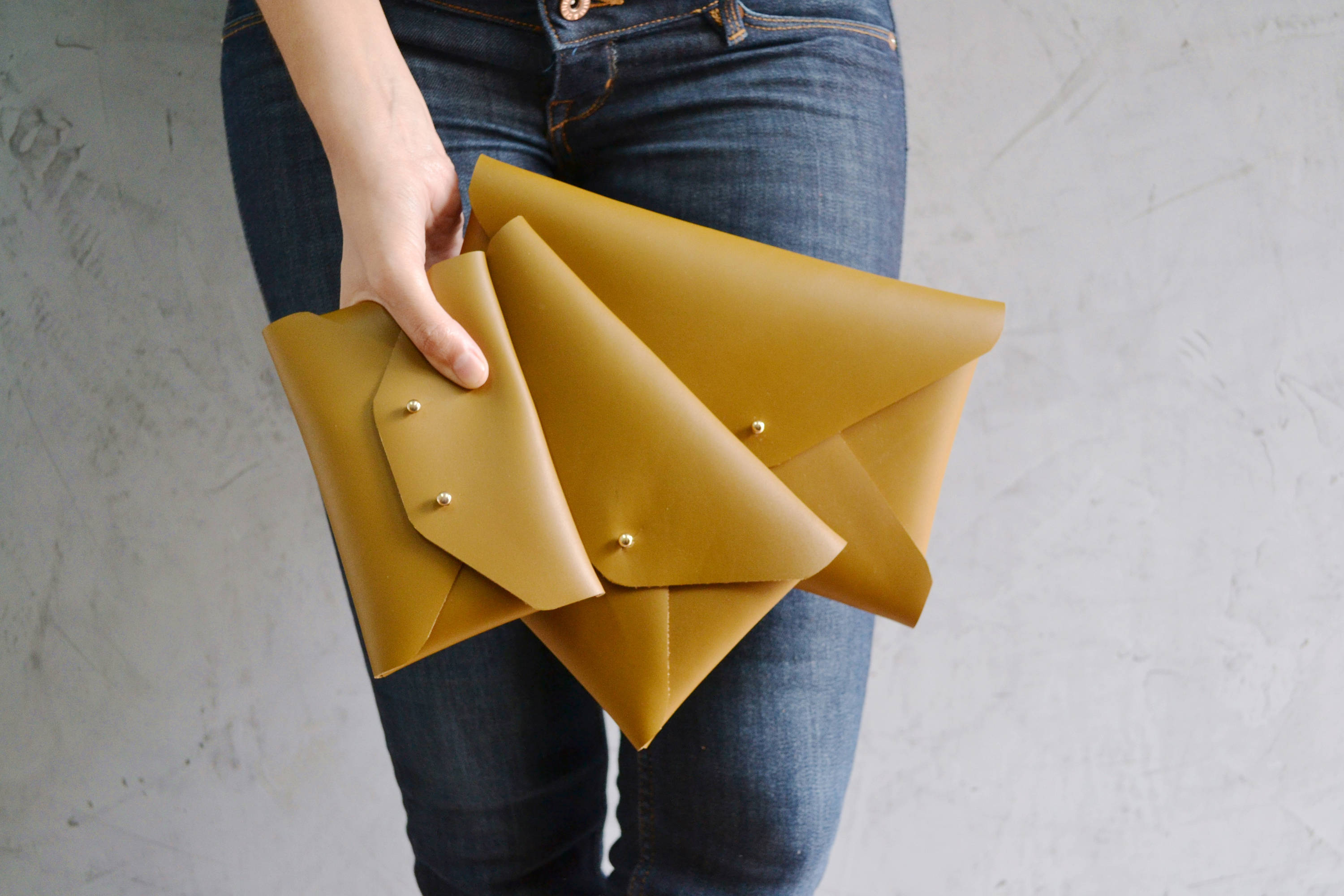 Mustard Hand-Knitted Big Clutch
