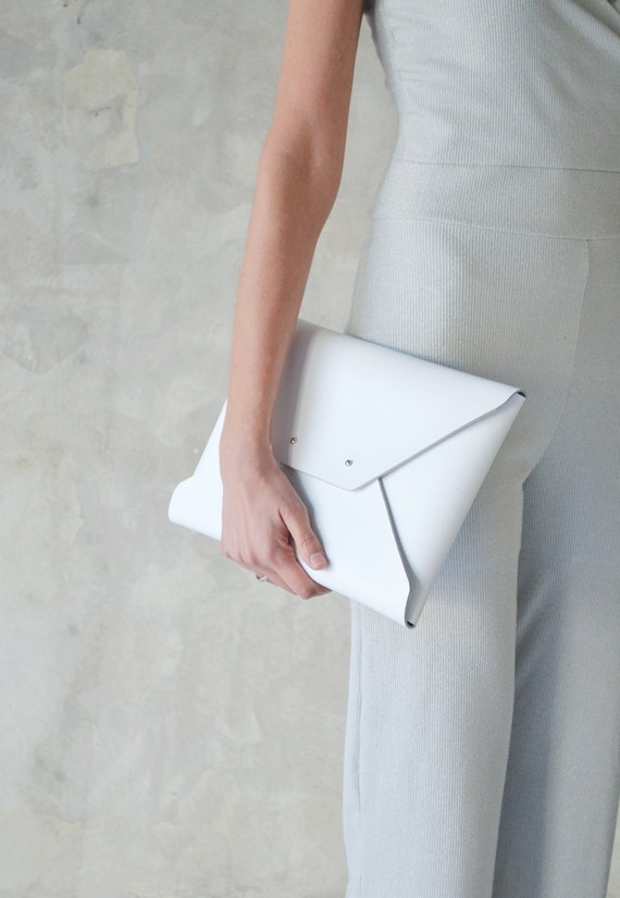 White leather clutch bag / Envelope clutch / Leather bag / | Etsy