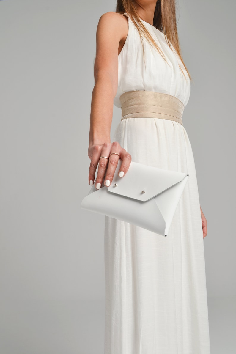 White leather clutch bag / Leather bag available with wrist strap / Genuine leather / Wedding clutch / Bridesmaids clutch / SMALL SIZE image 6