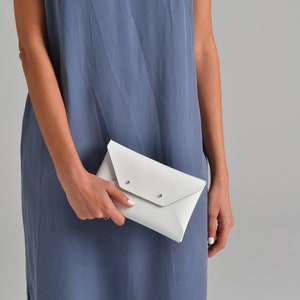White leather clutch bag / Leather bag available with wrist strap / Genuine leather / Wedding clutch / Bridesmaids clutch / SMALL SIZE image 3
