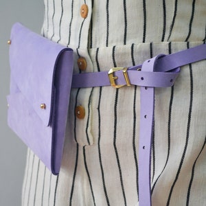 Purple leather belt bag / Lavender leather fanny pack / Lillac leather hip bag / Genuine leather / Leather bag / Christmas gift image 5