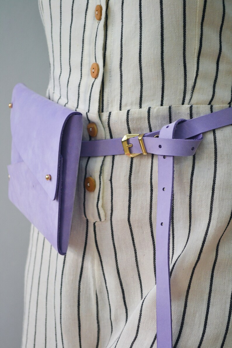 Purple leather belt bag / Lavender leather fanny pack / Lillac leather hip bag / Genuine leather / Leather bag / Christmas gift image 5