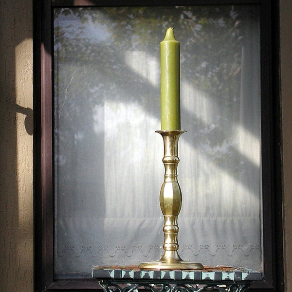 Large Vintage Brass Candlestick Holder 9.50 In. Tall Traditional Baluster Form Tabletop Lighting