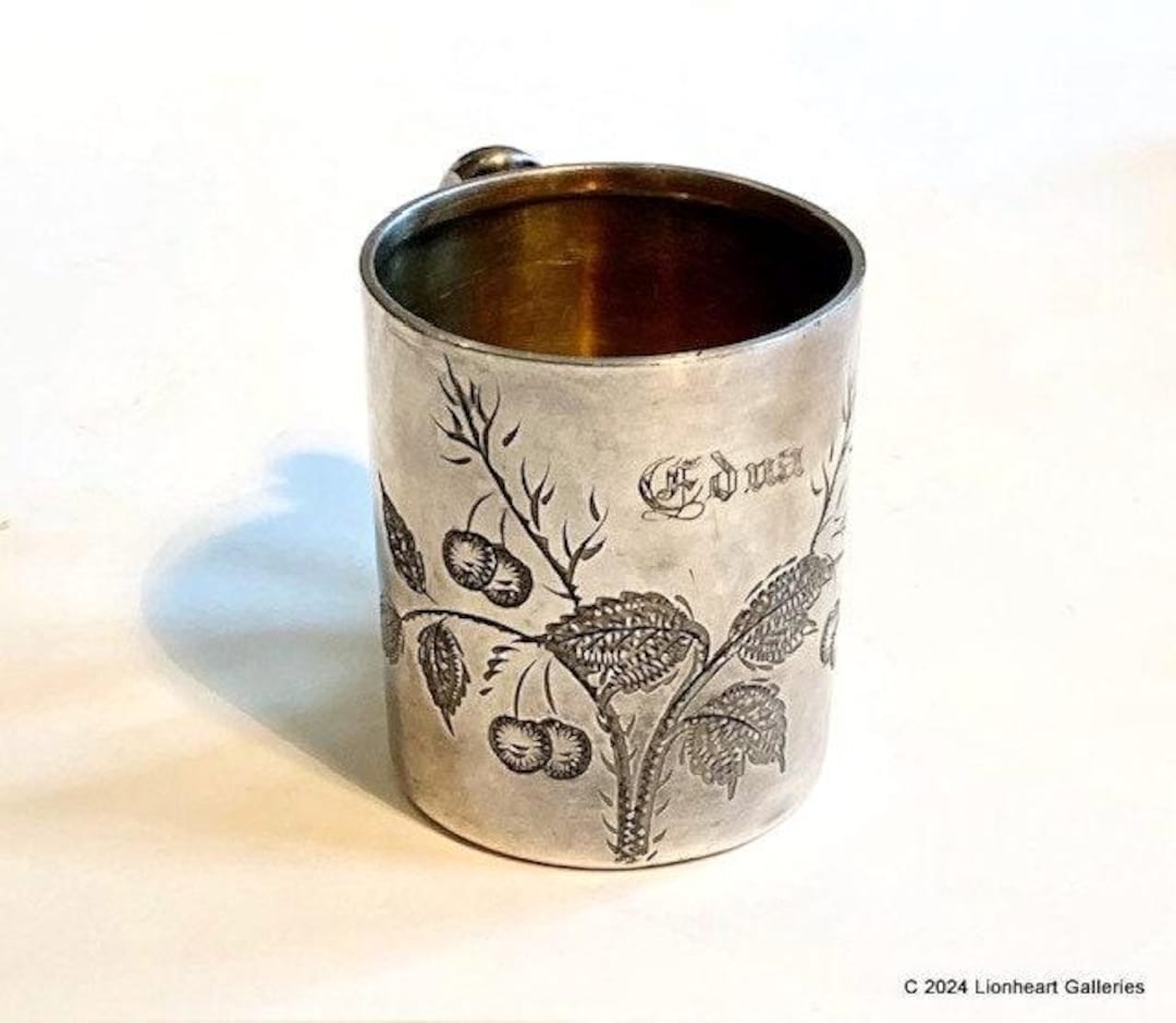 Antique Quadruple Plate Silver Mug James W Tufts Boston Engraved