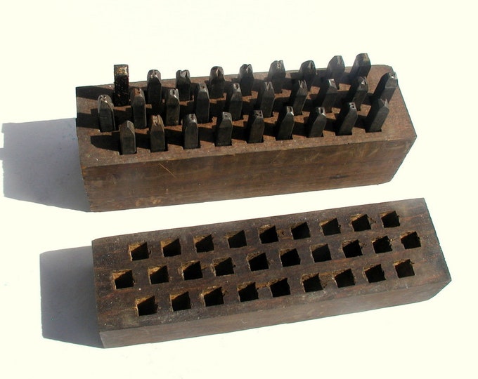 Vintage Set of 28 Steel Letter Punches Antique Alphabet Machinist Tool