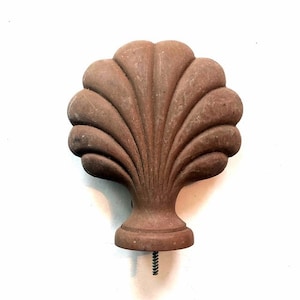 Large Vintage Scallop Shell Finial Faux Wood Resin Composite Unique Architectural Salvage Hardware