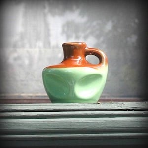 Vintage Green Emkay Candle Jug 1960's Pottery Candleholder Syracuse China USA