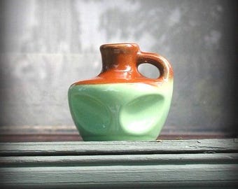 Vintage Green Emkay Candle Jug 1960's Pottery Candleholder Syracuse China USA